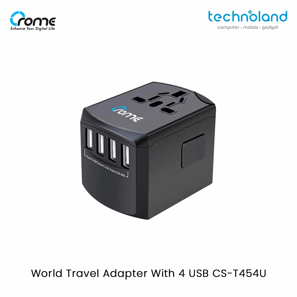 World Travel Adapter With 4 USB CS-T454U 1
